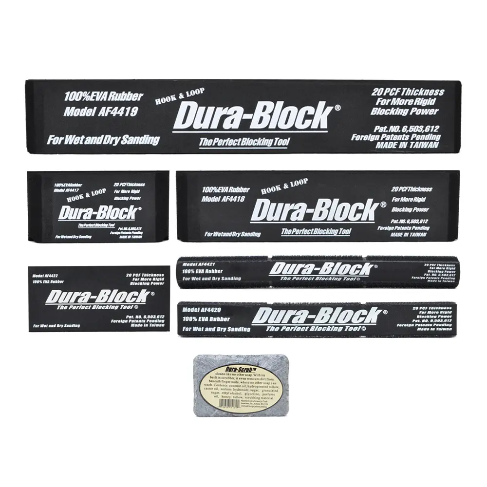 Dura-Block 7 Piece Hook & Loop Sanding Block Kit 100% Eva Rubber Af44hl 1