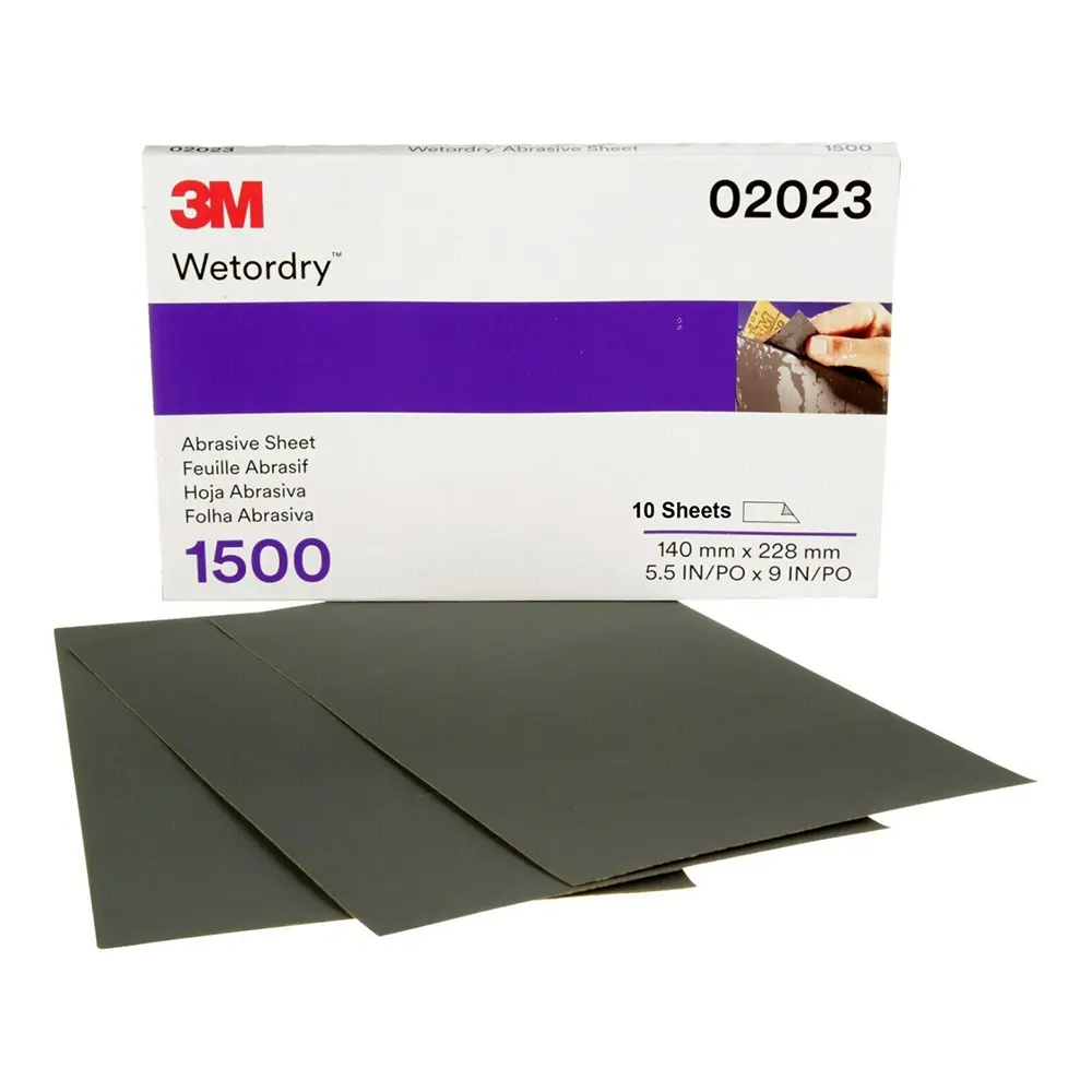 3M 02023 Wetordry Abrasive Half Sheet 401Q 1500 Grit 140Mm X 230Mm X 50 Pack 1