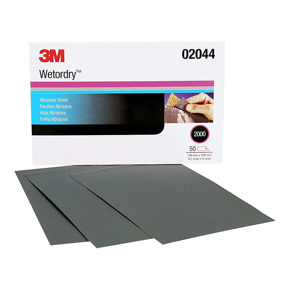 3M 02044 Wet Or Dry Abrasive Half Sheet 401Q 2000 Grit 140Mm X 230Mm X 50 Pack 1