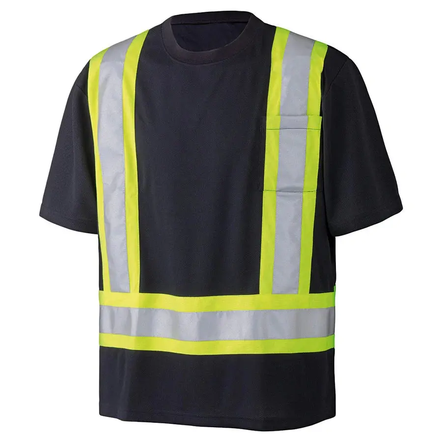 Hi-Vis Crew Neck Short Sleeve Safety Tee Shirt With Chest Pocket, Small 1