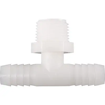 "T" - White Nylon Male Branch, 1/4" 1