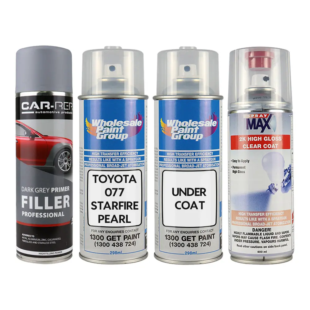 Auto Car Touch Up Spray Paint For Toyota 077 Starfire Pearl Plus 2K Clear Coat & Primer 1