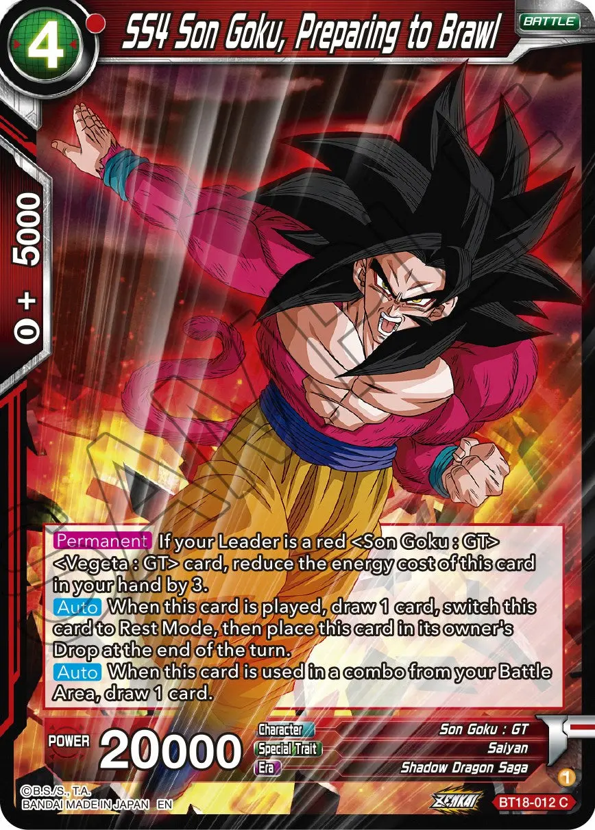 Ss4 Son Goku, Preparing To Brawl (Bt18-012) [Dawn Of The Z-Legends] 1