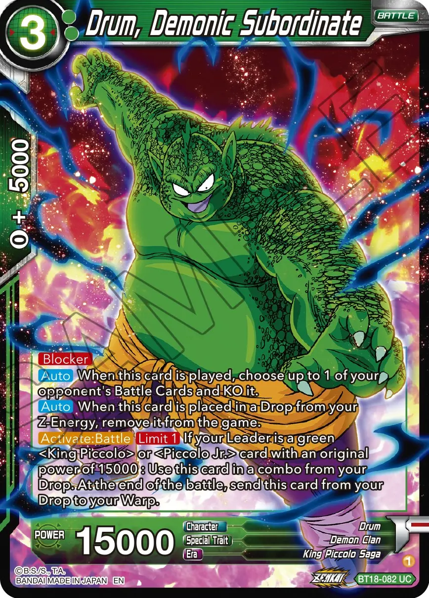Drum, Demonic Subordinate (Bt18-082) [Dawn Of The Z-Legends] 1