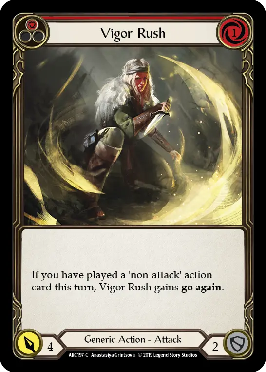 Vigor Rush (Red) [Arc197-C] (Arcane Rising)  1St Edition Rainbow Foil 1