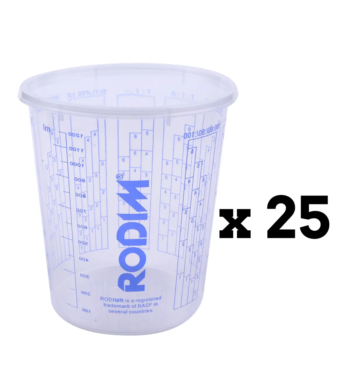 Basf Rodim Calibrated Graduated Paint Mixing Cups 1100Ml X 25 Pack 1