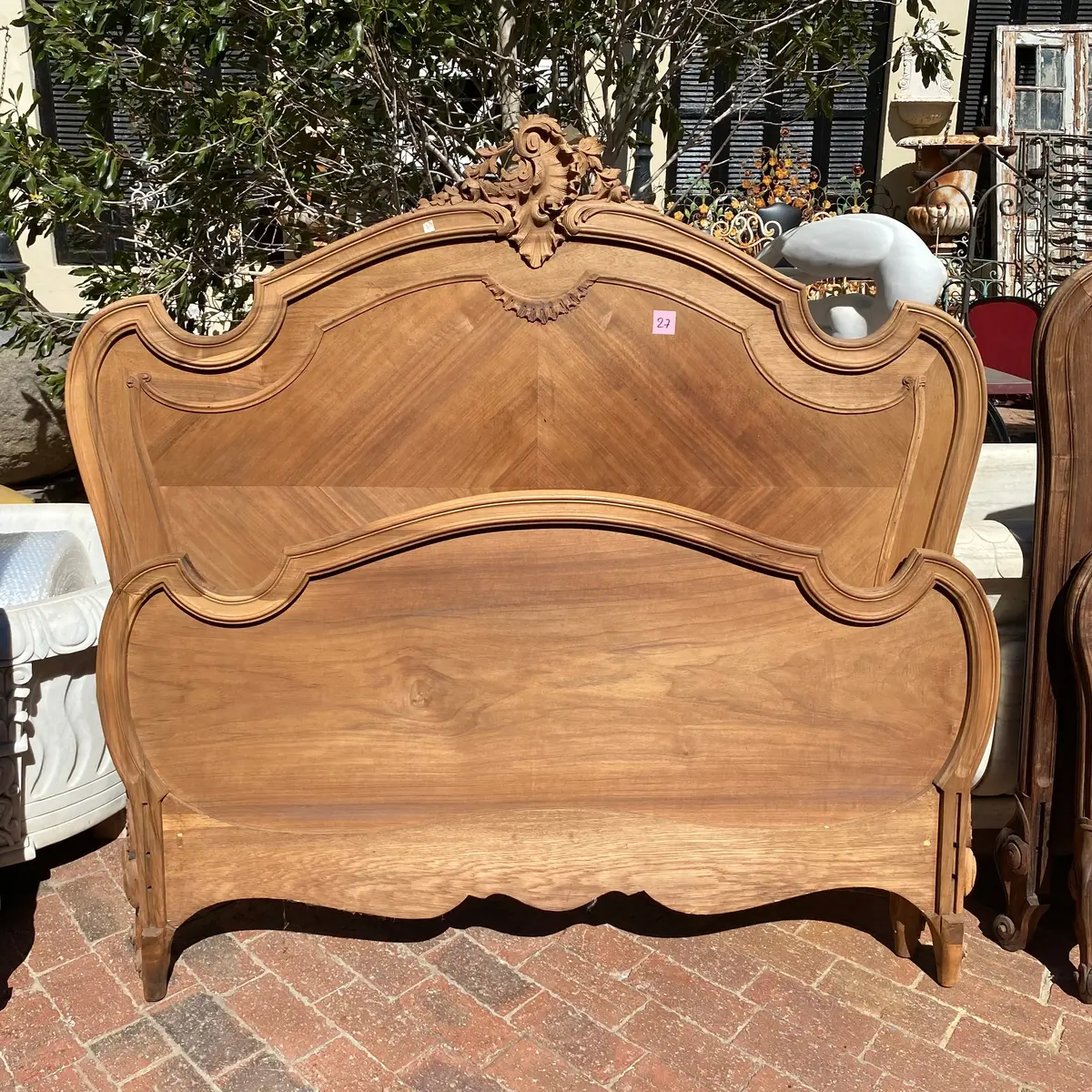 Antique Oak Bed Frame With Paneling - Double 1