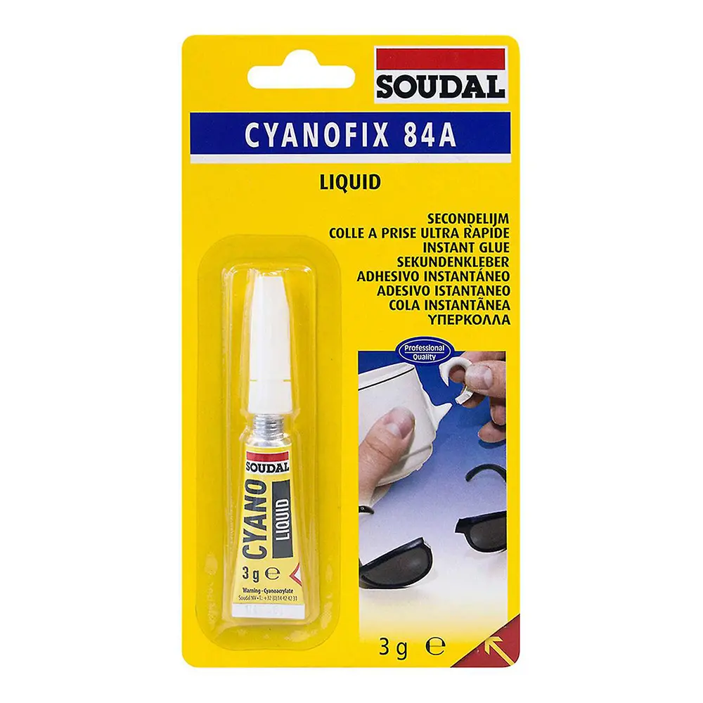 Soudal Cyanofix 84A Liquid Super Fast Solvent Free Instant Glue 3G Tube 1