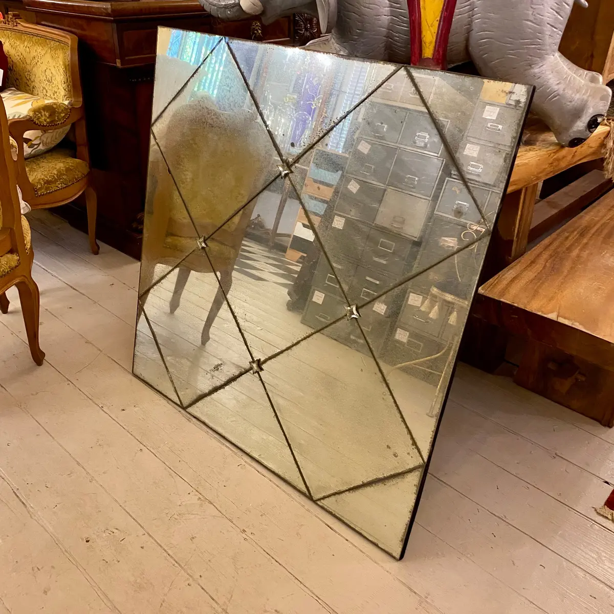 Contemporary Square Mirror With Rosettes 1