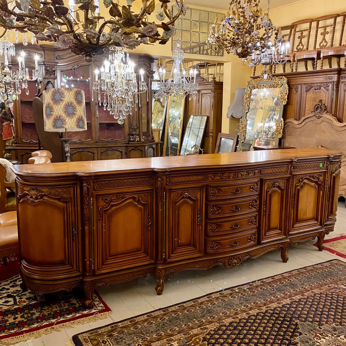 Beautiful Antique Walnut Extra Length Sideboard 1