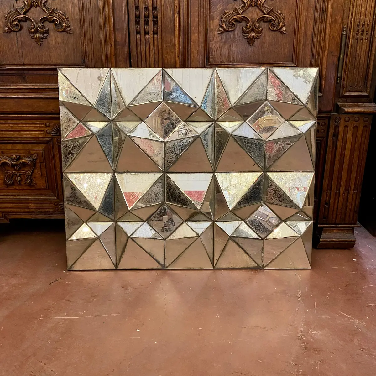 Contemporary Mirror With Faceted Glass - Sold 1