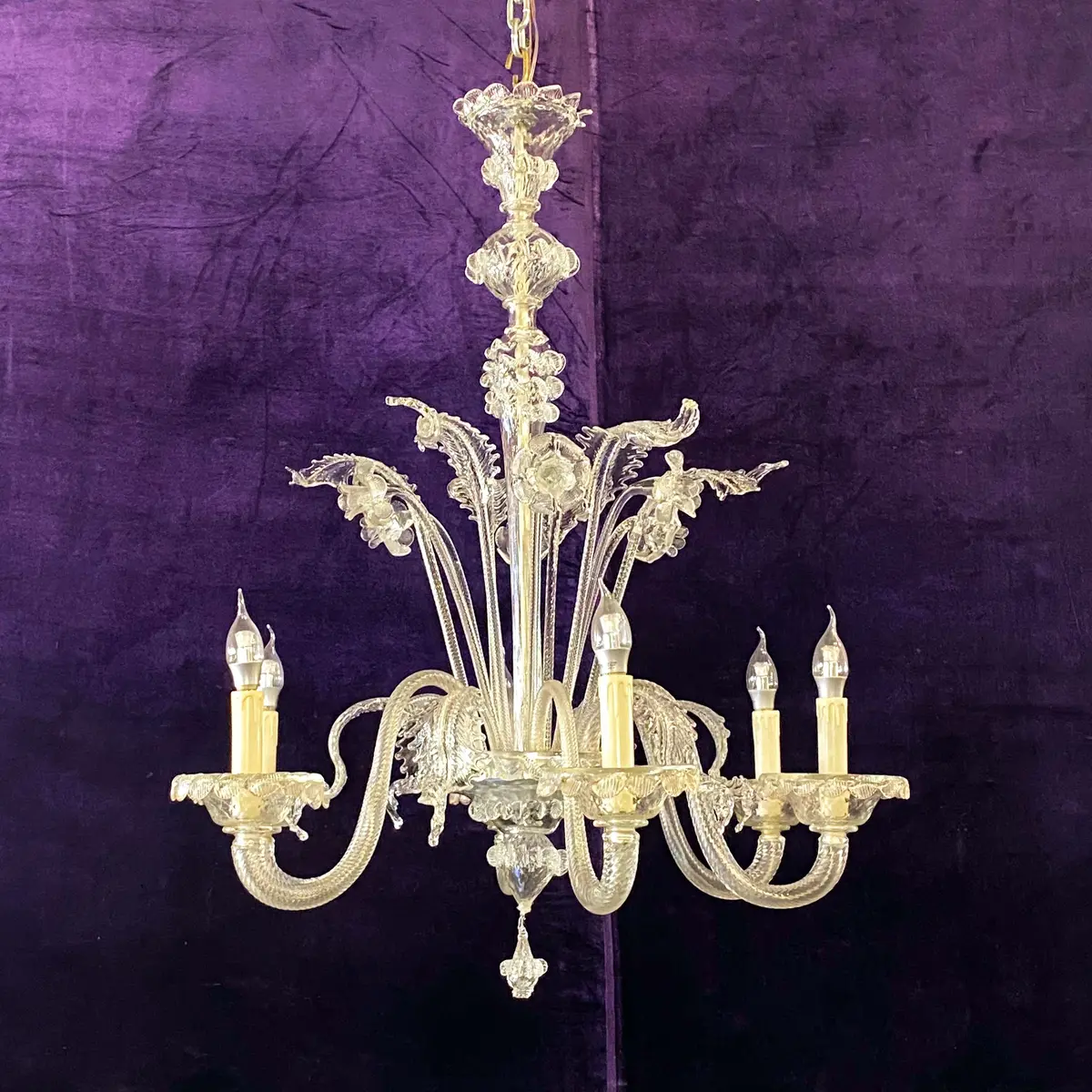Large And Clear Murano Chandelier - Sold 1