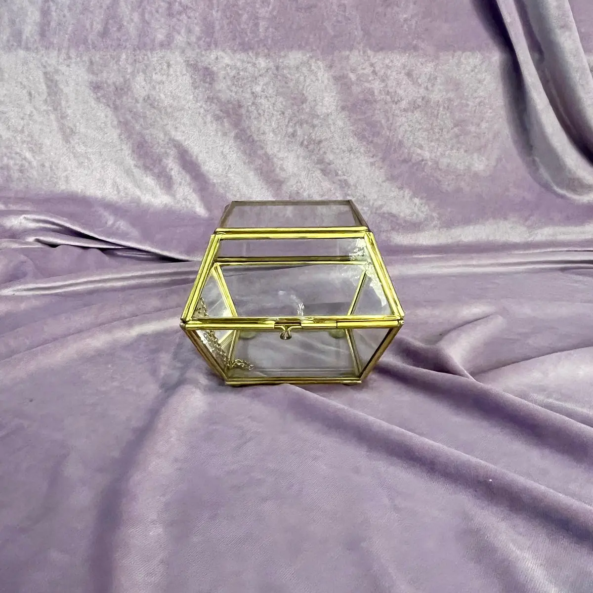 Geometric Glass Display With Brass Framing 2