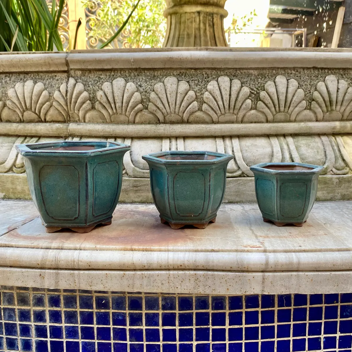 Turquoise Glazed Terracotta Planters 1