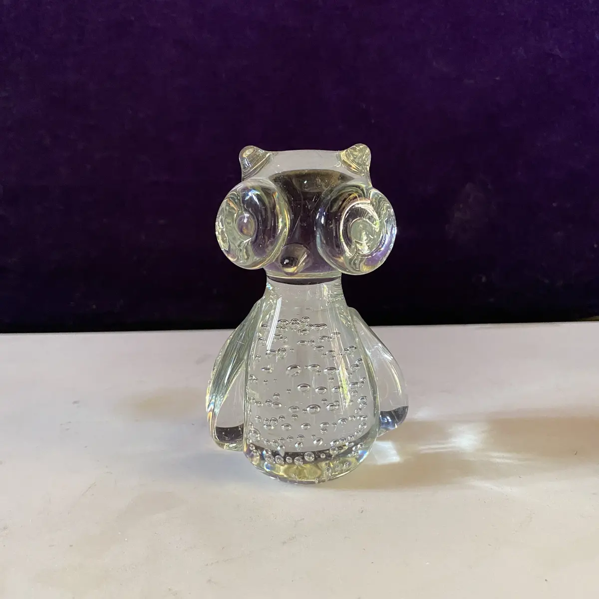 Vintage Murano Clear Glass Owl - Sold 1