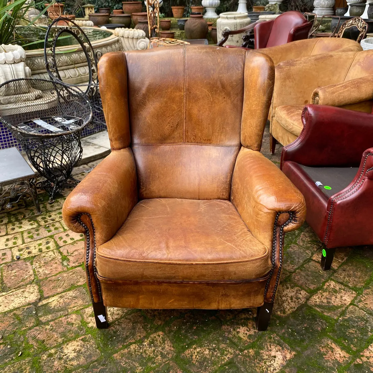 Gorgeous Distressed Leather Armchair - Sold 1