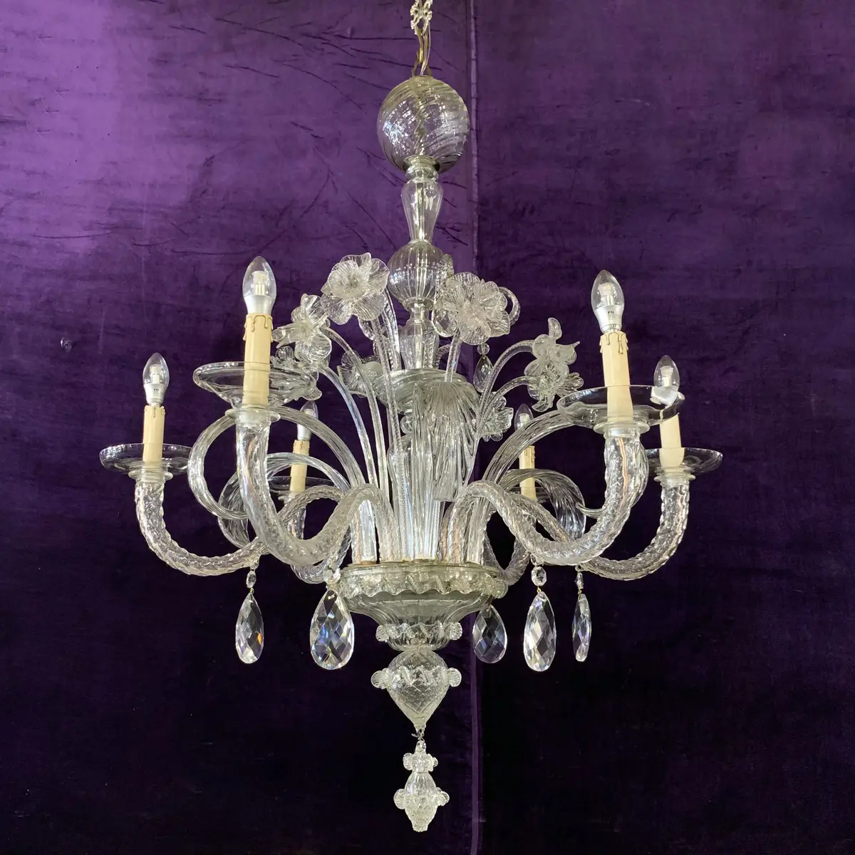 Beautiful Antique Floral Murano Chandelier - Sold 1