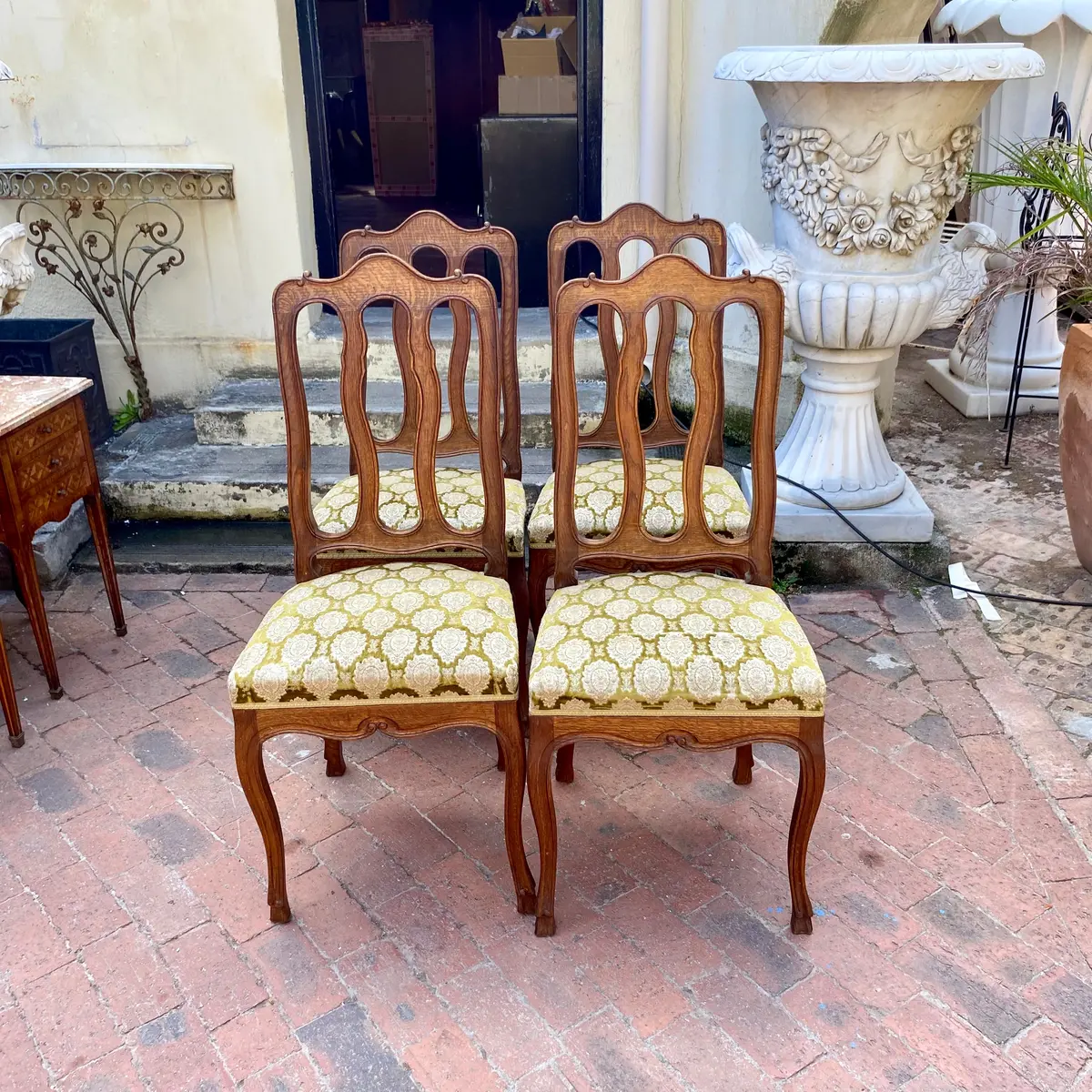 Pair Of Antique French Oak Dining Chairs 1