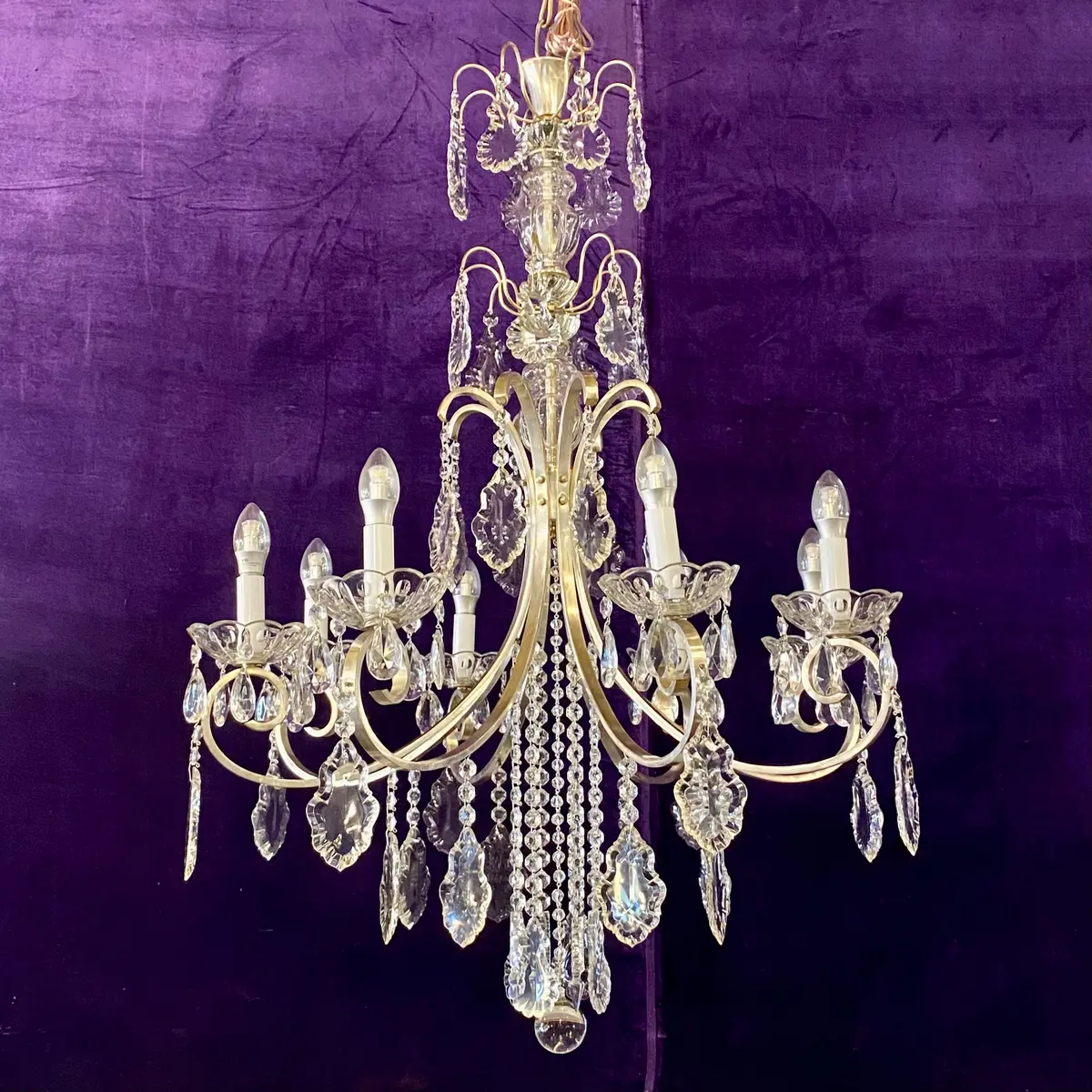Antique Silver French Chandelier With Original Crystals - Sold 1