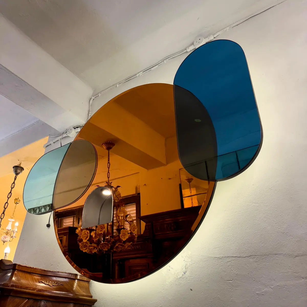 Colorful Mid-Century Modern Style Light-Up Mirror 1