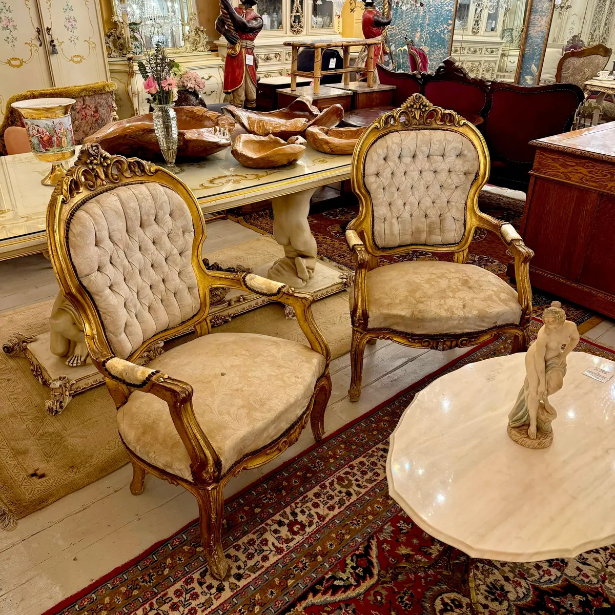 Antique Rococo Giltwood Armchair 1