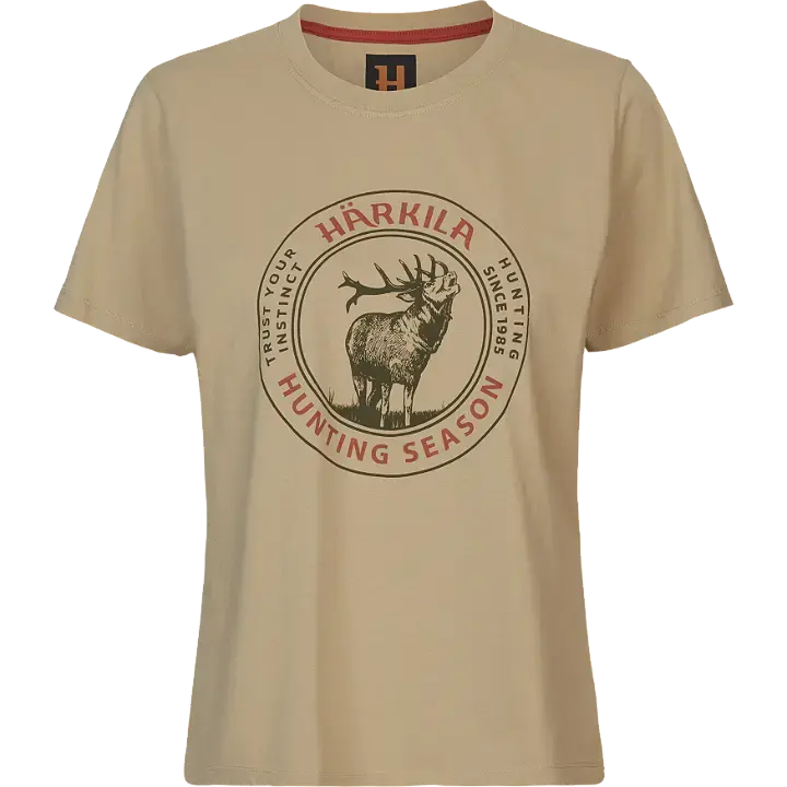 Harkila Stag Badge Ladies S/S T-Shirt - Sand 1