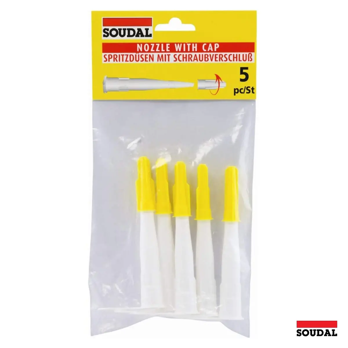 Soudal Replacement Silicone Sealant Adhesive Nozzles With Caps X 5 Pack 1