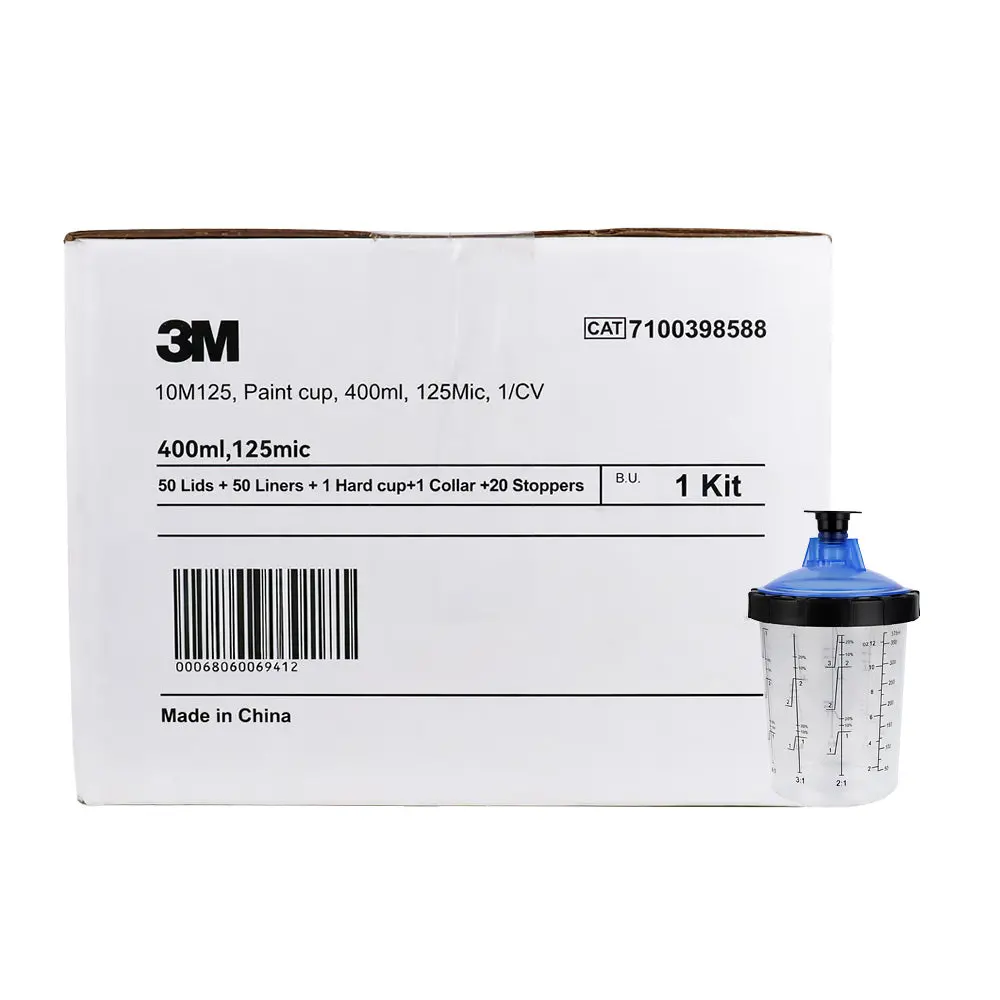 3M Disposable Lids & Liners Kit 400Ml 125Um Filters Standard Pps Paint Cup Kit 1