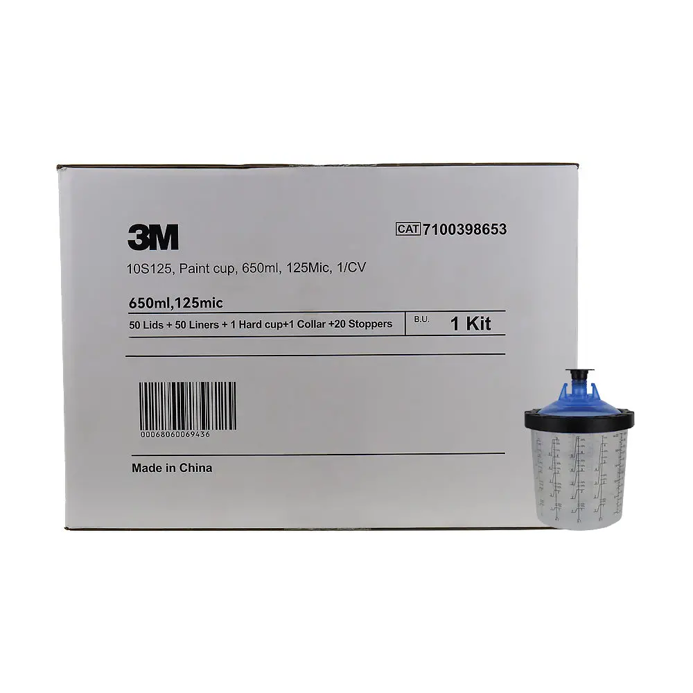 3M Disposable Lids & Liners Kit 650Ml 125Um Filters Standard Pps Paint Cup Kit 1