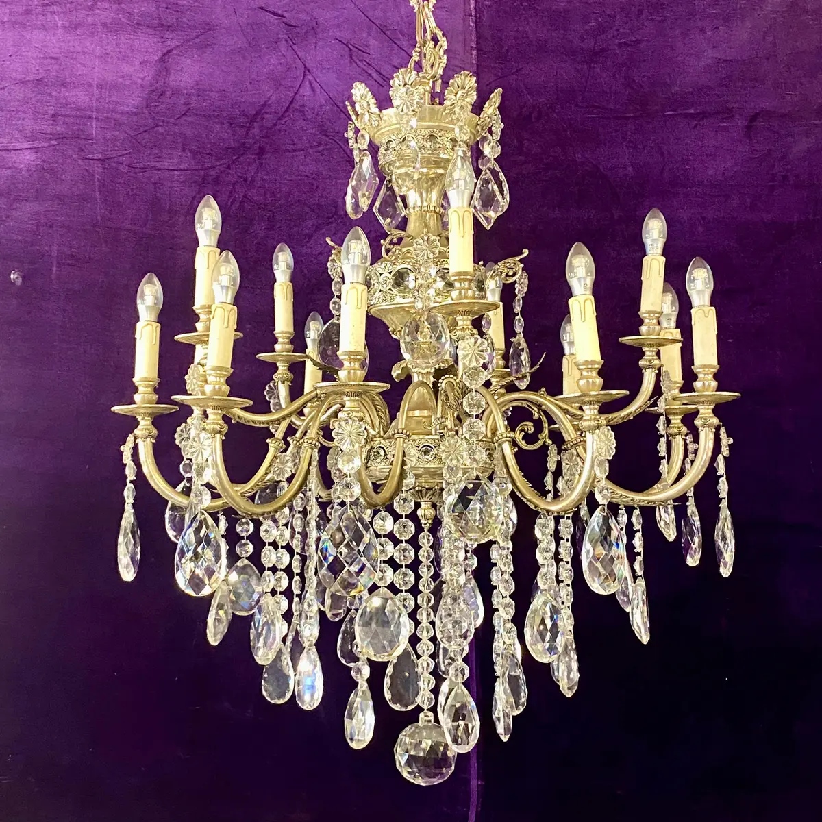 Beautiful Antique Mazarin Chandelier With Silver Plating - Sold 1