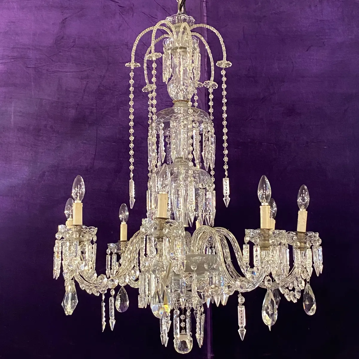 Very Rare 1930'S Bohemian Czeckoslovakian Glass And Crystal Chandelier With Original Crystals - Sold 1