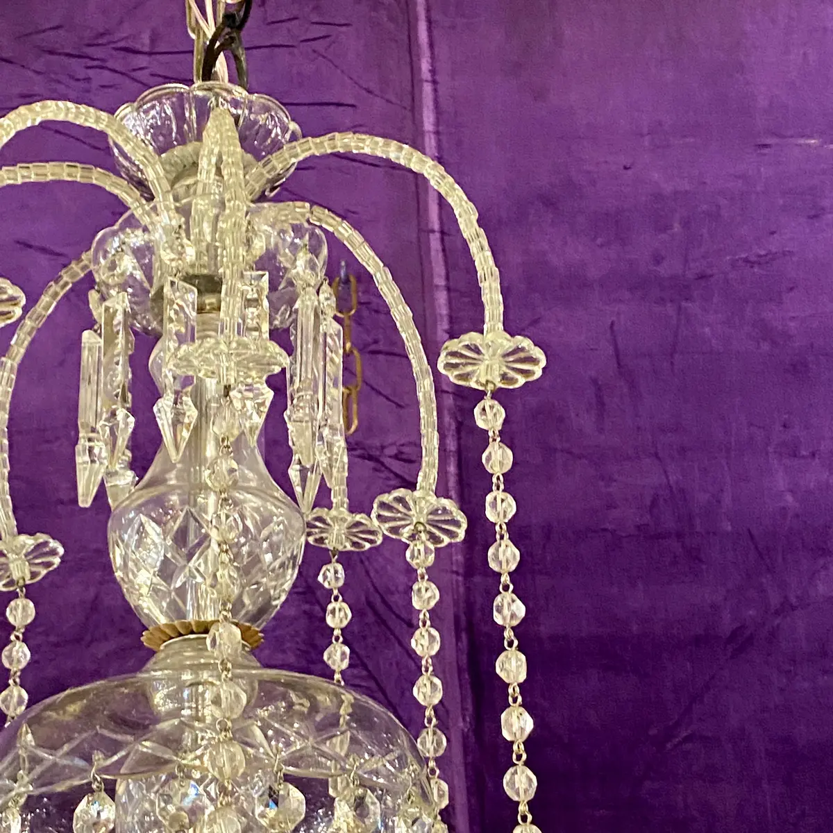 Very Rare 1930'S Bohemian Czeckoslovakian Glass And Crystal Chandelier With Original Crystals - Sold 2