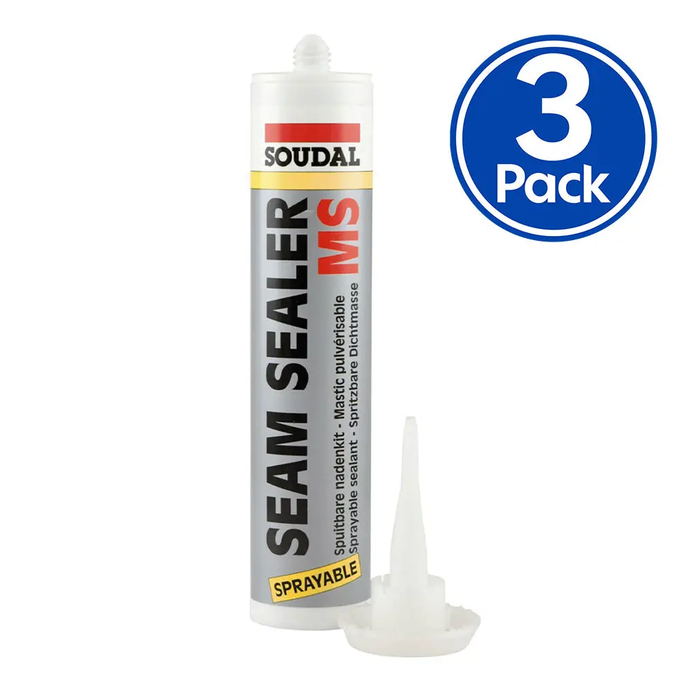 Soudal Automotive Ms Seam Sealer Grey 290Ml Sprayable Paintable X 3 Pack 1