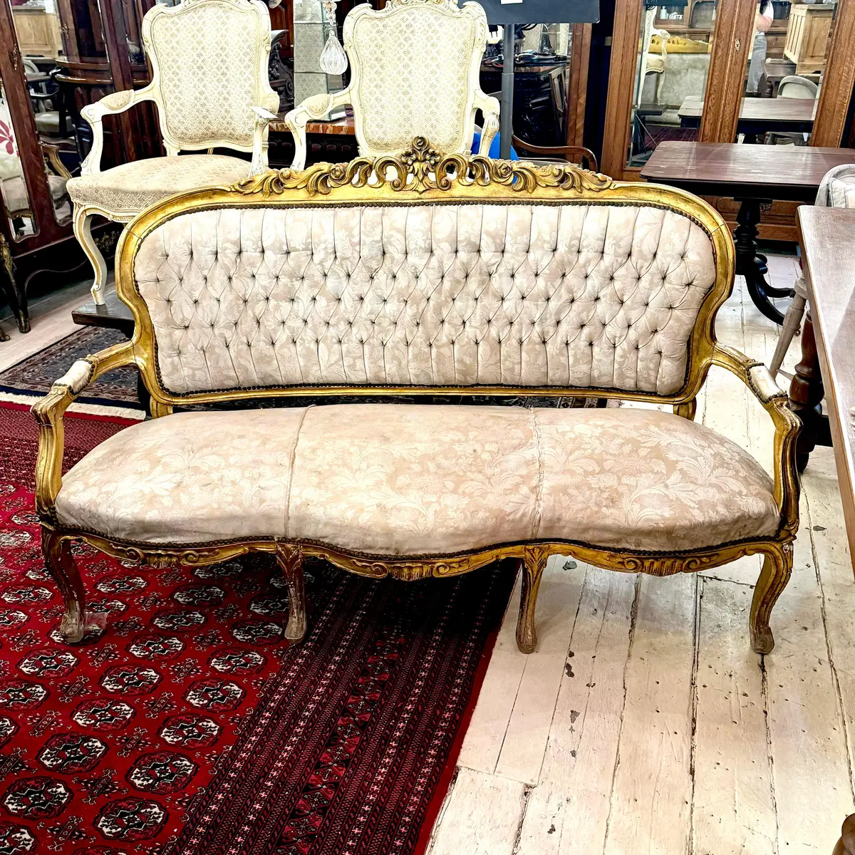 Antique Rococo Giltwood Salon Sofa 1
