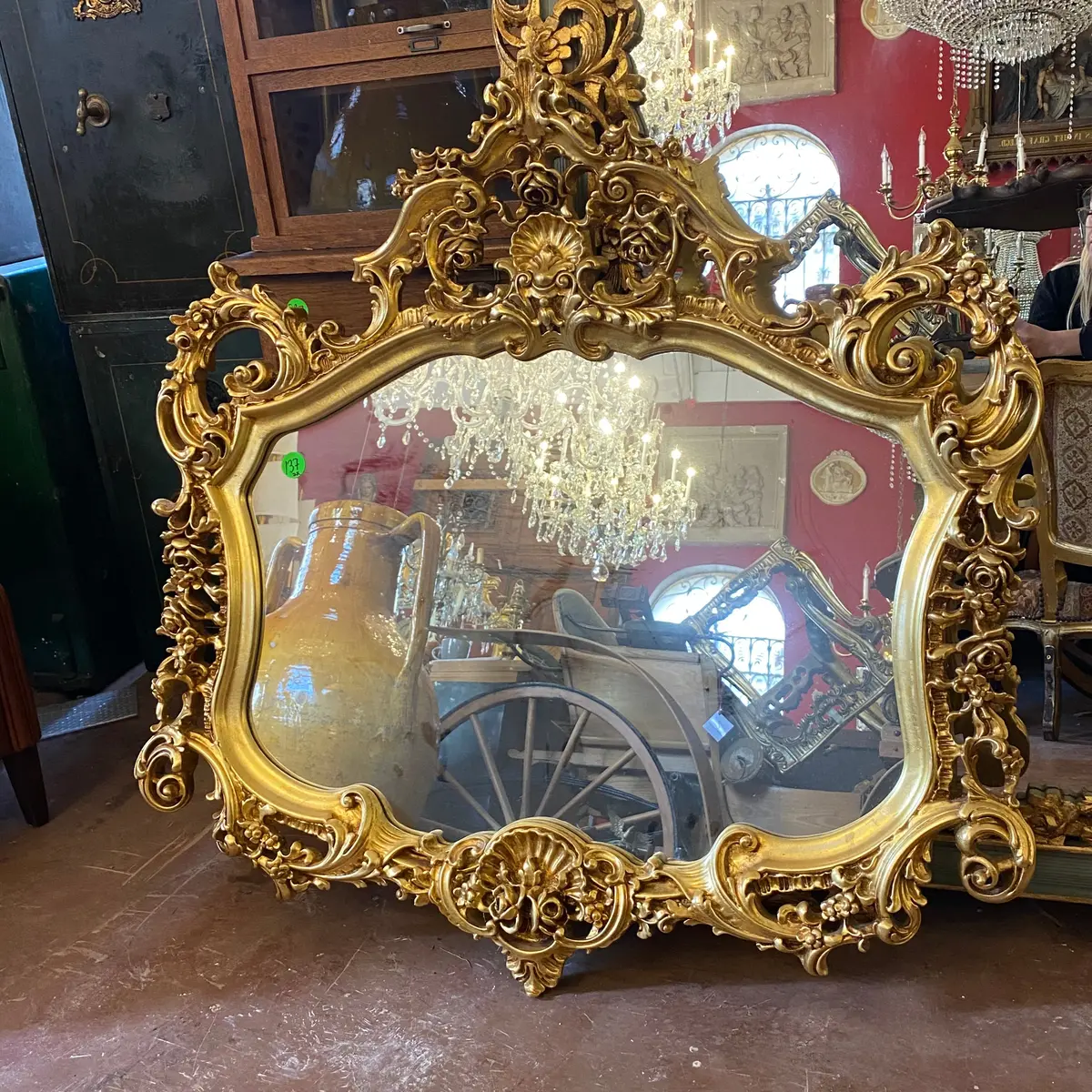 Antique French Gilt Mirror With Ornately Carved Details - Sold 1