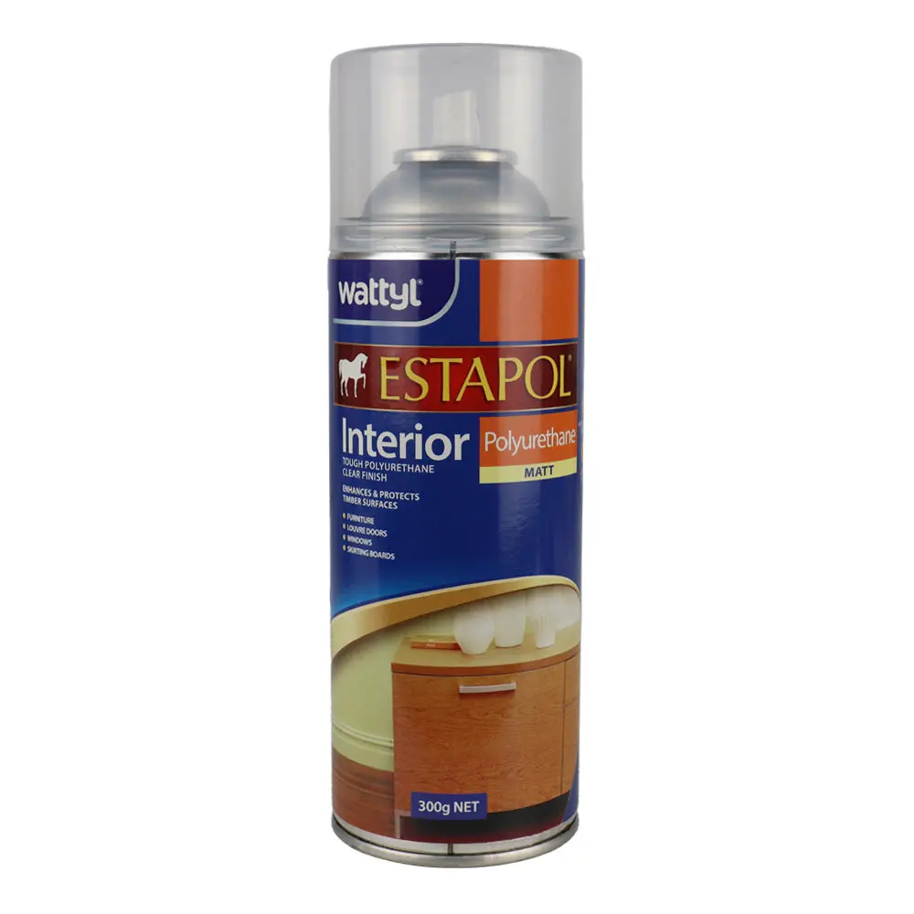 Wattyl Estapol Interior Polyurethane Aerosol 300Gm Matt Clear Timber Finish 1