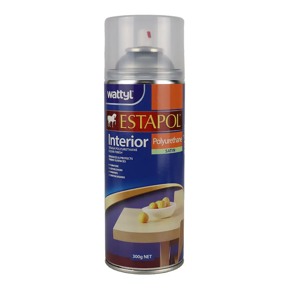 Wattyl Estapol Interior Polyurethane Aerosol 300Gm Satin Clear Timber Finish 1