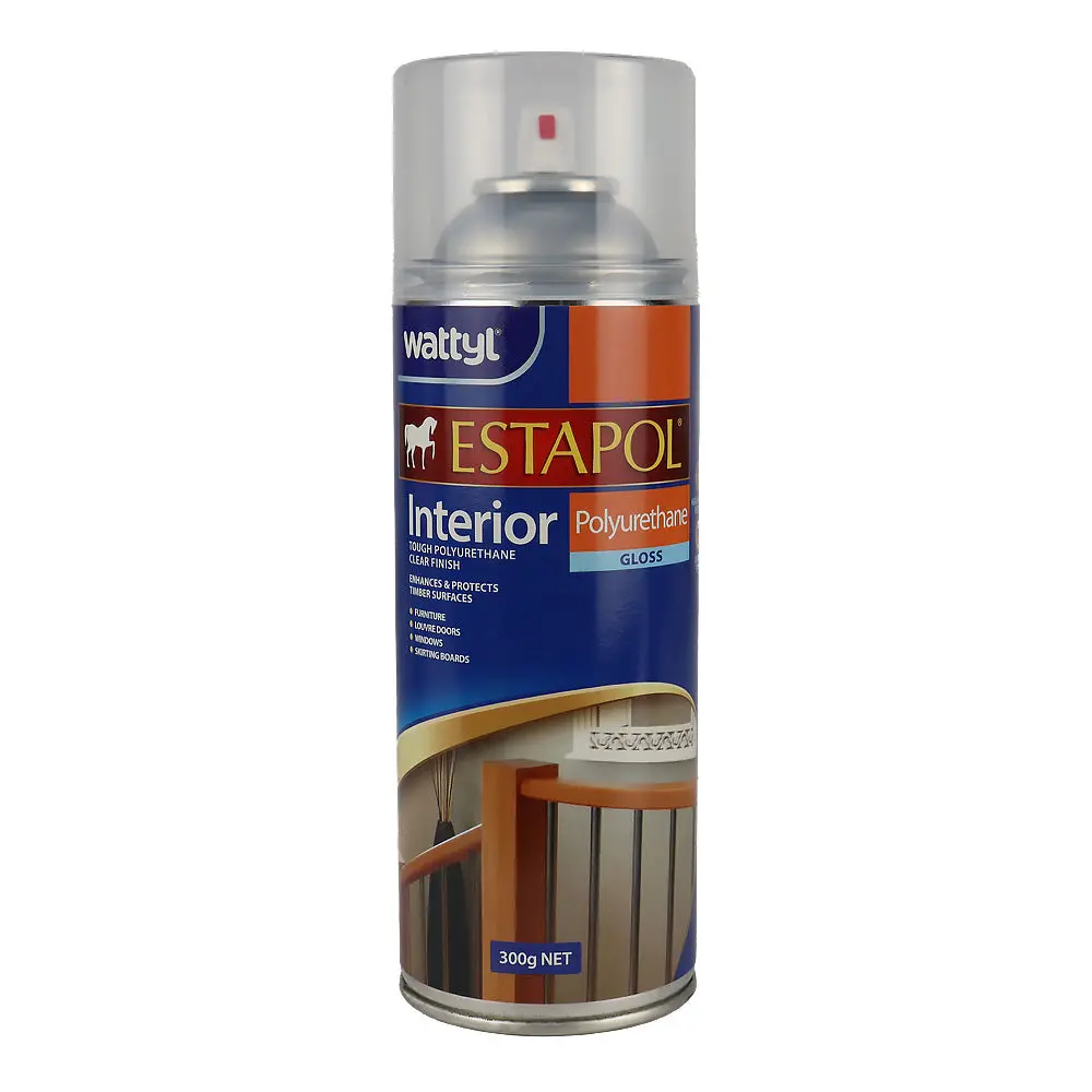 Wattyl Estapol Interior Polyurethane Aerosol 300Gm Gloss Clear Timber Finish 1