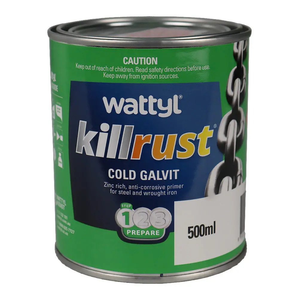 Wattyl Killrust Cold Galvit 500Ml Zinc-Rich Epoxy Primer Rust Protection 1
