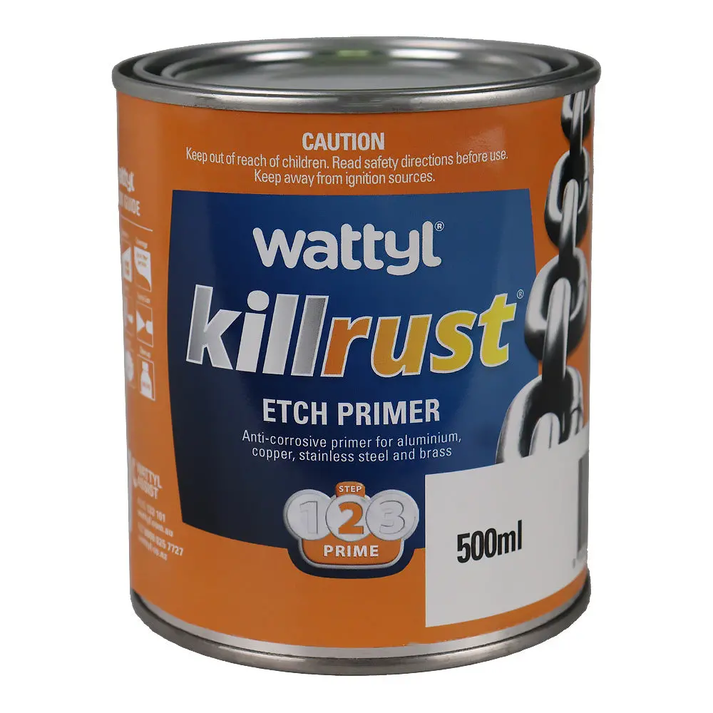 Wattyl Killrust Etch Primer Fast Drying Grey 500Ml Anti Corrosive Epoxy 1
