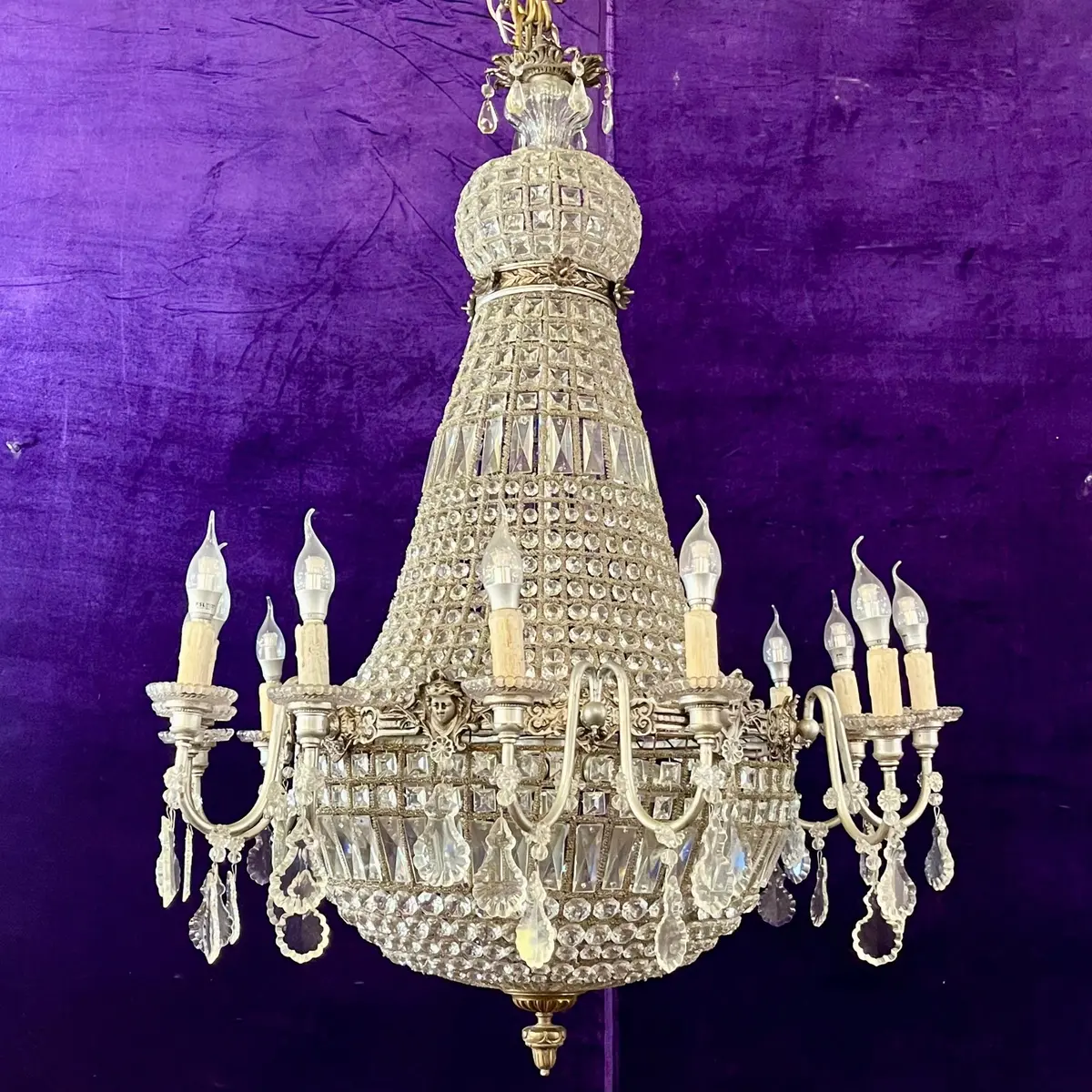 Beautiful Antique Crystal Neoclassical Chandelier 1