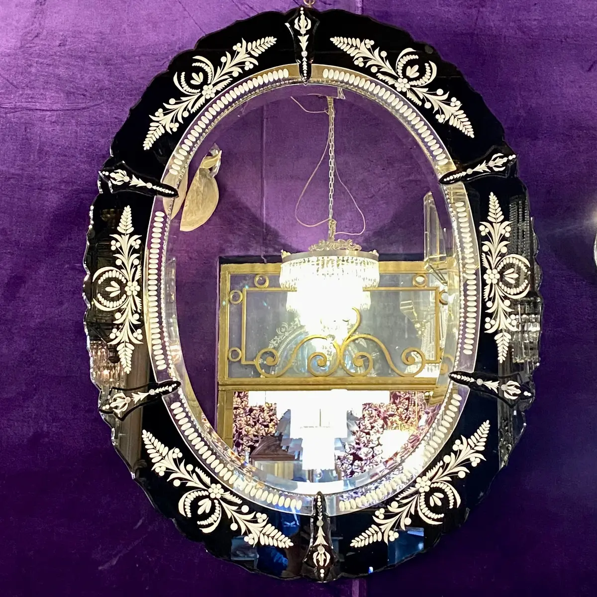 Unusual Oval Black Venetian Mirror - Sold 1