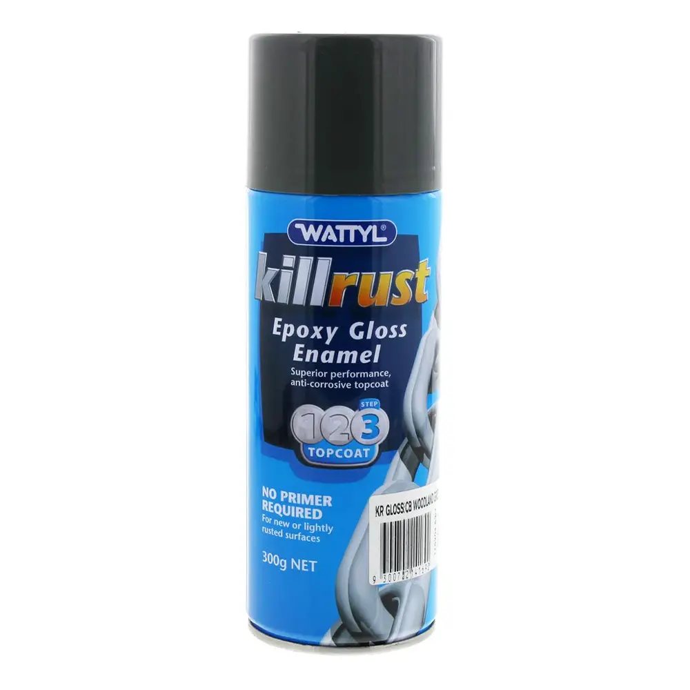 Wattyl Killrust Epoxy Gloss Enamel Paint 300G Aerosol Colourbond Woodland Grey 1