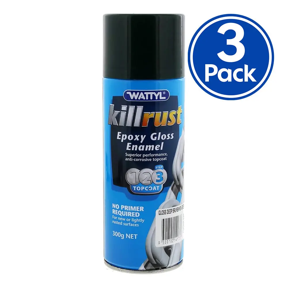 Wattyl Killrust Epoxy Gloss Enamel Paint 300G Aerosol Deep Brunswick Green X 3 Pack 1