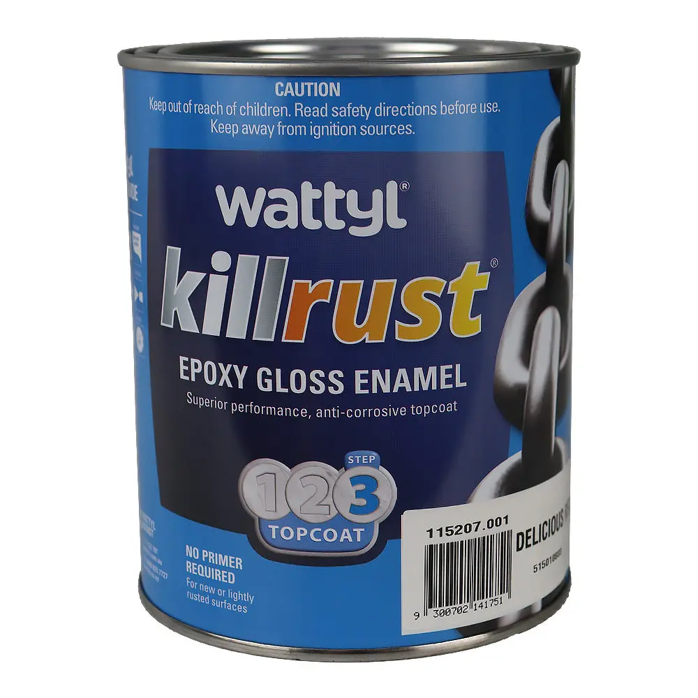 Wattyl Killrust Epoxy Gloss Enamel Delicious Red 1L Rust Protection Metal Paint 1
