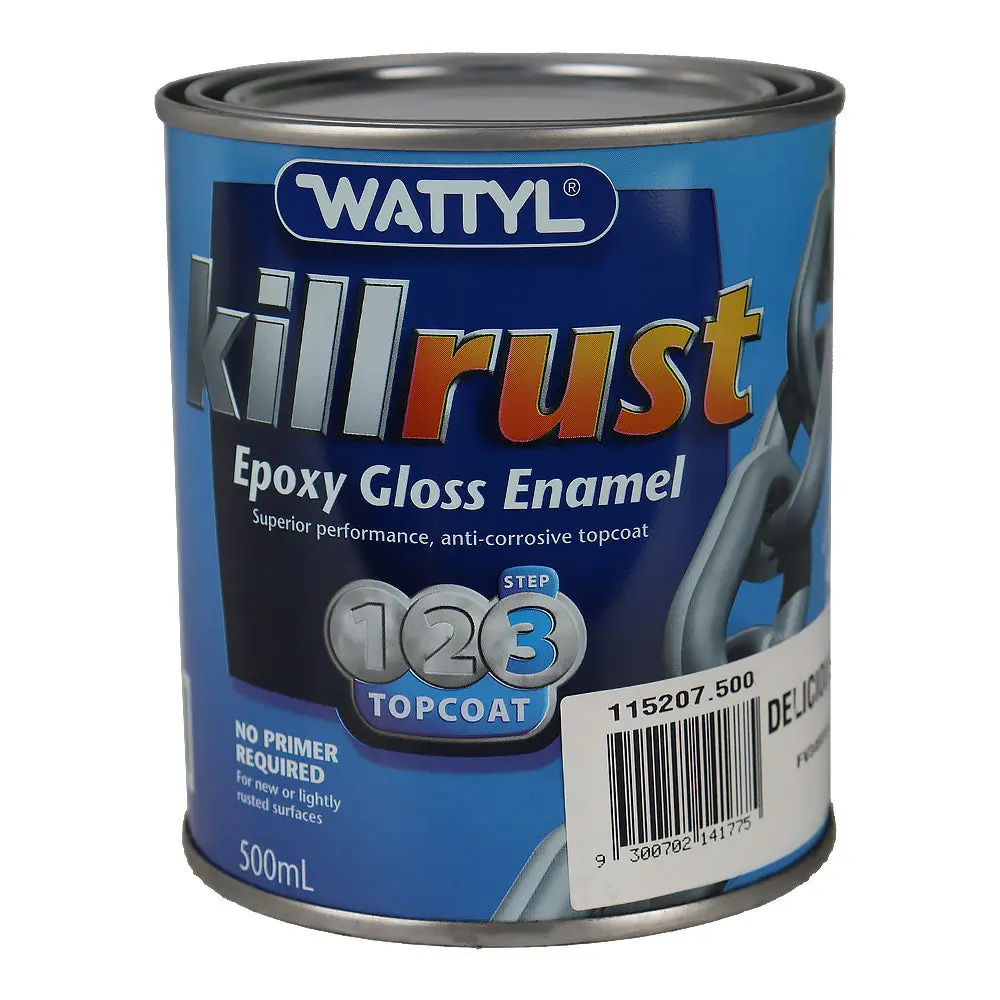 Wattyl Killrust Epoxy Gloss Enamel Delicious Red 500Ml Rust Protection Metal Paint 1