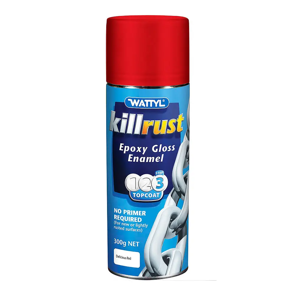 Wattyl Killrust Epoxy Gloss Enamel Anti Corrosive Paint 300G Aerosol Delicious Red 1