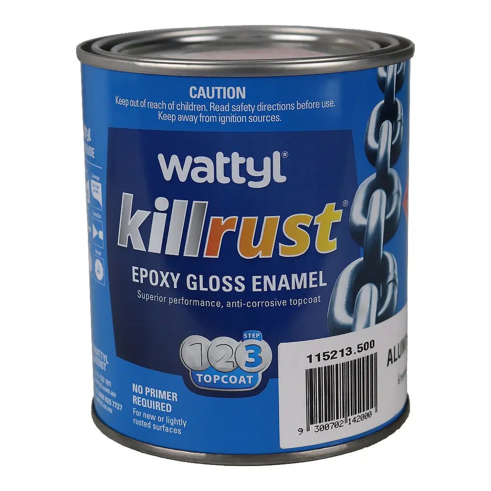 Wattyl Killrust Epoxy Gloss Enamel Aluminium 500Ml Rust Protection Metal Paint 1
