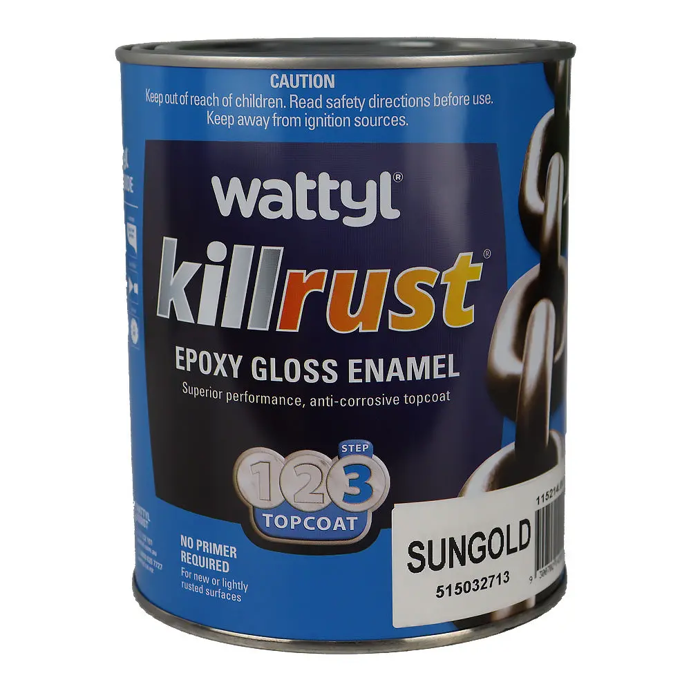 Wattyl Killrust Epoxy Gloss Enamel Sungold 1L Rust Protection Metal Paint 1