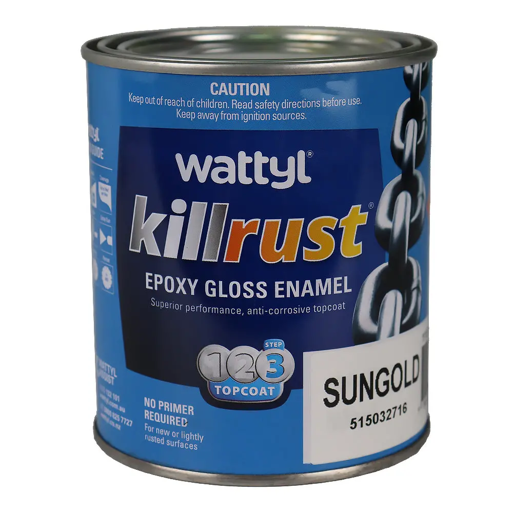 Wattyl Killrust Epoxy Gloss Enamel Sungold 500Ml Rust Protection Metal Paint 1